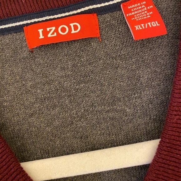 IZOD NWT 100% Cotton Sweater Vest XL Tall Burgundy - Picture 3 of 7